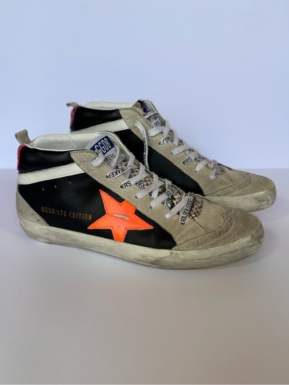 Golden Goose LTD EDITION Mid Star Black Orange Pink Sneakers 38